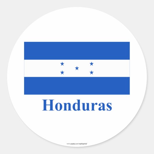 Honduras-Flagge mit Name Runder Aufkleber (Vorderseite)