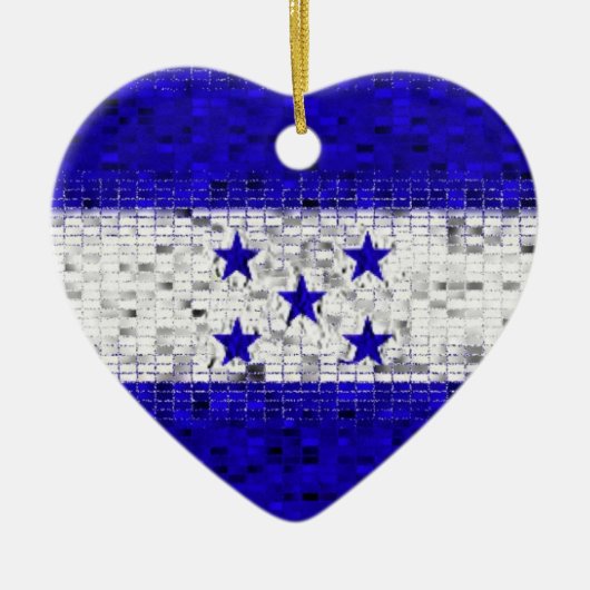 Honduras-Flaggen-Glitterverzierung Keramikornament (Vorne)