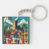 Honduras Fortaleza de Santabarbara Retro poster Schlüsselanhänger (Rückseite)