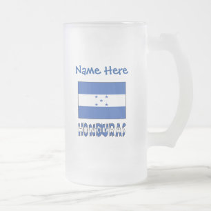 Honduras honduranische Flagge Blau Personalisierun Mattglas Bierglas