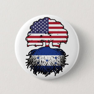 Honduras Honduras American USA Tree Roots Flag Button