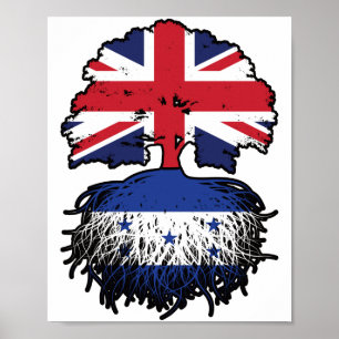 Honduras Honduras British UK Tree Roots Flag Poster