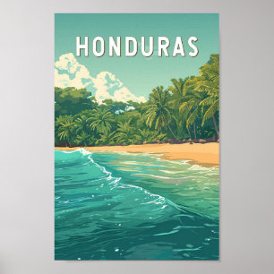 Honduras Illustration Reise Kunst Vintage Poster