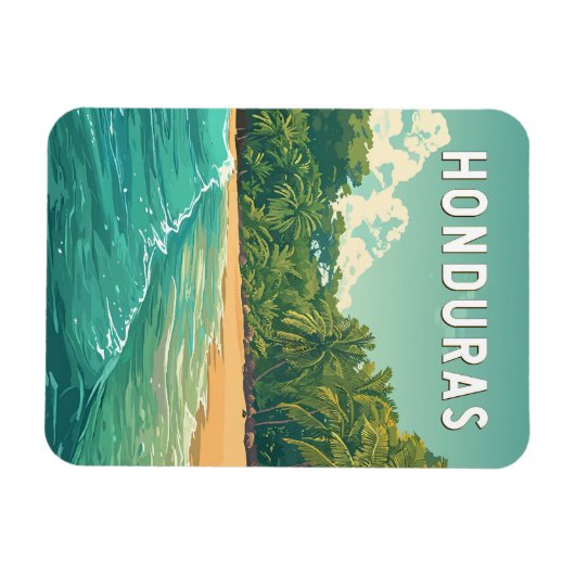 Honduras Illustration Travel Art Vintage Magnet (Horizontal)