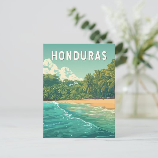 Honduras Illustration Travel Art Vintage Postkarte (Stehend Vorderseite)