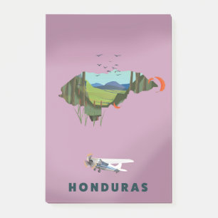 Honduras Illustrierte Reiselandkarte Poster Post-it Klebezettel