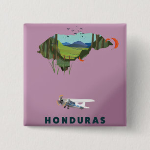 Honduras Illustriertes Reiseplakat Button