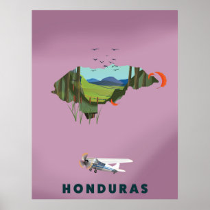 Honduras Illustriertes Reiseplakat Poster