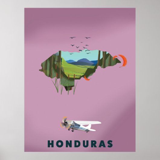 Honduras Illustriertes Reiseplakat Poster (Vorne)