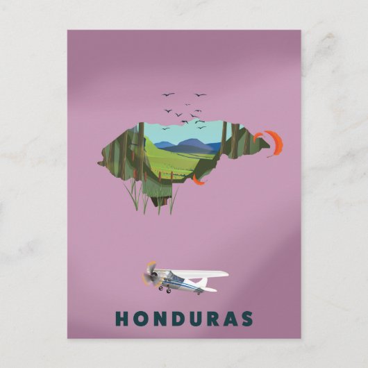 Honduras Illustriertes Reiseplakat Postkarte (Vorderseite)