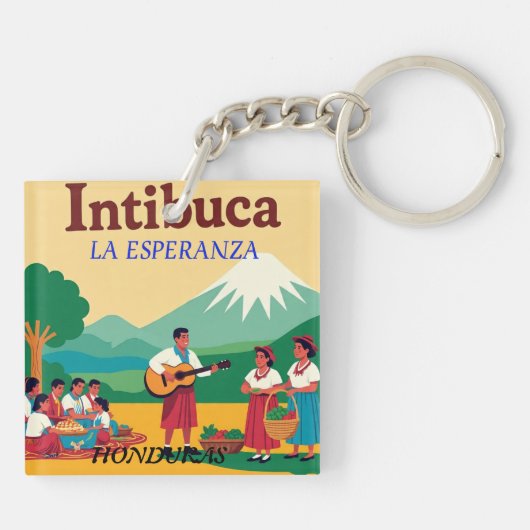  Honduras INTIBUCA Retro poster Schlüsselanhänger (Rückseite)