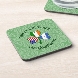 Honduras Irish American Flags Kleeblatt Ihr Name Getränkeuntersetzer