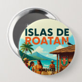 Honduras ISLAS DE ROATAN Retro poster Button (Vorne & Hinten)