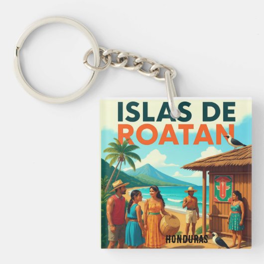 Honduras ISLAS DE ROATAN Retro poster Schlüsselanhänger (Vorderseite)