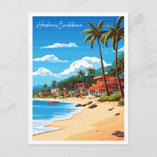 Honduras Karibik Vintage Illustration Postkarte (Vorderseite)