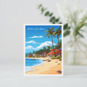 Honduras Karibik Vintage Illustration Postkarte (Stehend Vorderseite)