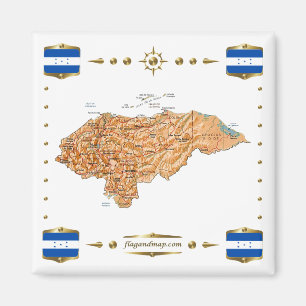 Honduras Karte + Flaggen Magnet