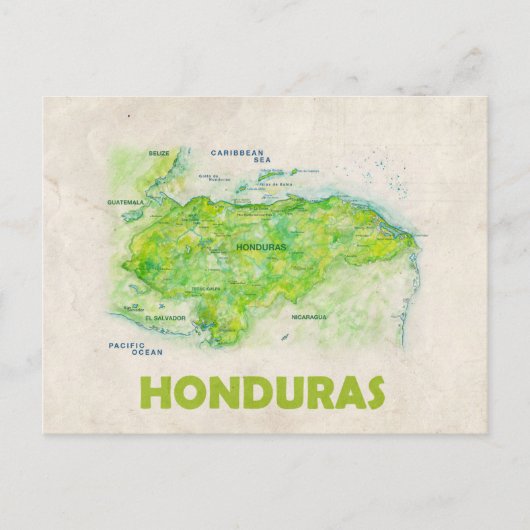 Honduras Karte Postkarte (Vorderseite)