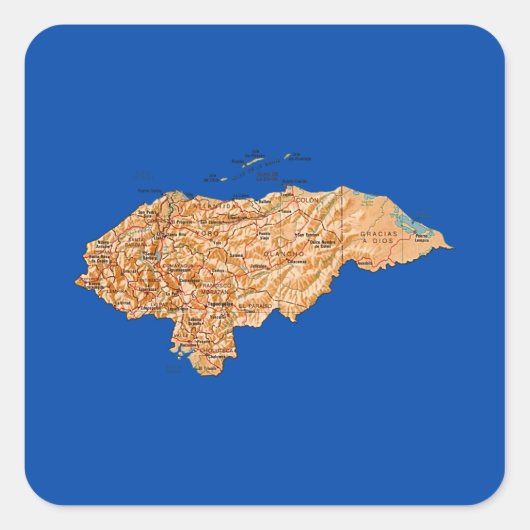 Honduras-Karten-Aufkleber Quadratischer Aufkleber (Vorderseite)