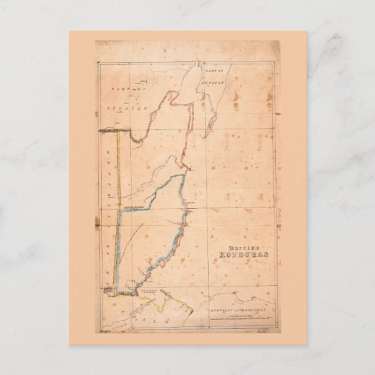 Honduras Map (Belize) ca. 1867 Postkarte (Vorderseite)