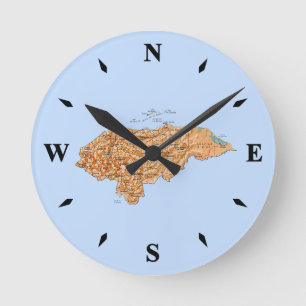 Honduras Map Clock Runde Wanduhr