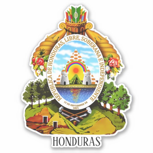 Honduras National Coat of Arms Patriotic Aufkleber (Vorderseite)