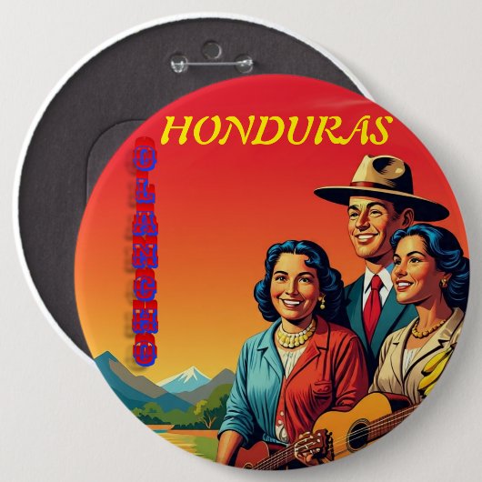  Honduras OLANCHO Retro poster Button (Vorne & Hinten)
