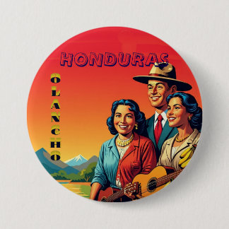 Honduras OLANCHO Retro poster Button
