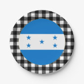 Honduras Plate, Büffel kariert & Honduras Flag Pappteller (Vorderseite)