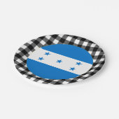 Honduras Plate, Büffel kariert & Honduras Flag Pappteller (Schrägansicht)