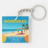 Honduras PLAYA DE CHOLUTECA Retro poster Schlüsselanhänger (Rückseite)