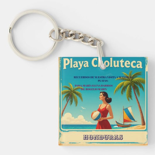  Honduras PLAYAS CHOLUTECA Retro poster Schlüsselanhänger (Vorderseite)