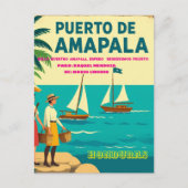  Honduras Puerto AMAPALA Retro poster Postkarte (Vorderseite)