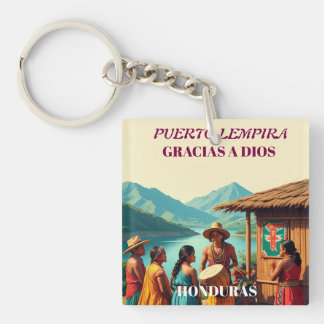 Honduras Puerto LEMPIRA Retro poster Schlüsselanhänger