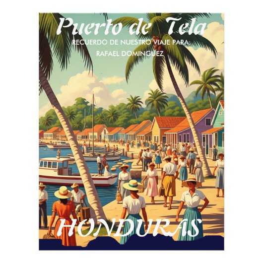 Honduras Puerto Tela Retro poster (Vorne)