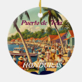  Honduras Puerto Tela Retro poster Keramik Ornament (Hinten)