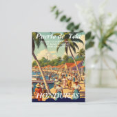  Honduras Puerto Tela Retro poster Postkarte (Stehend Vorderseite)