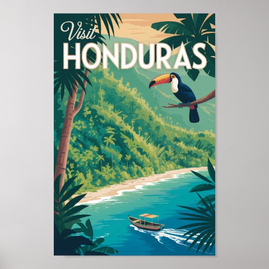 Honduras Toucan Illustration Travel Art Vintage Poster (Vorne)