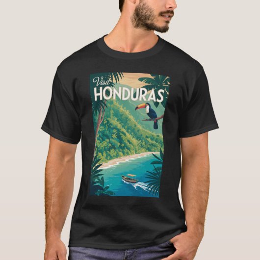 Honduras Toucan Illustration Travel Art Vintage T-Shirt (Vorderseite)