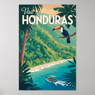 Honduras-Tukan-Illustration Reise Kunst Vintage Poster