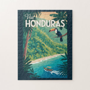 Honduras-Tukan-Illustration Reise Kunst Vintage Puzzle