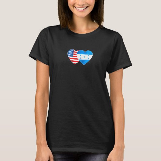 Honduras &USA Flag Twin Heart 4 Honduran Americans T-Shirt (Vorderseite)