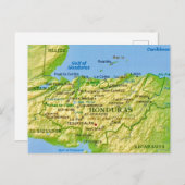Honduras Vintag Map Postcard Postkarte (Vorne/Hinten)