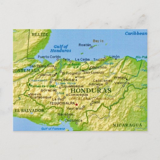 Honduras Vintag Map Postcard Postkarte (Vorderseite)