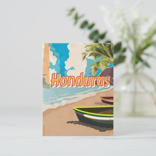 Honduras Vintager Urlaub Poster Postkarte (Stehend Vorderseite)