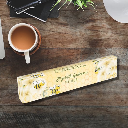 Honecomb glückliche Hummeln tropische Blüten Namensplakette