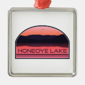 Honeoye Lake New York Red Sunrise Ornament Aus Metall (Vorne)