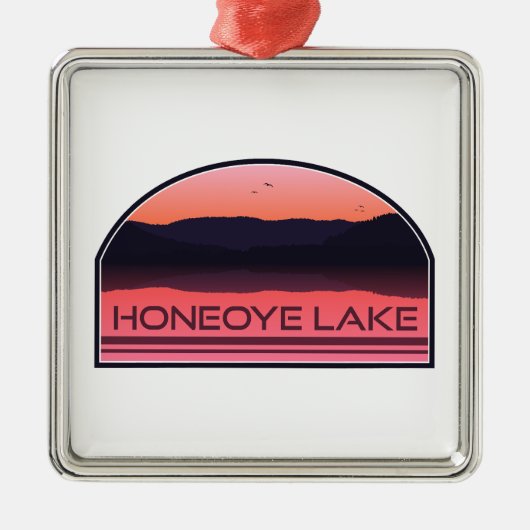 Honeoye Lake New York Red Sunrise Ornament Aus Metall (Vorne)
