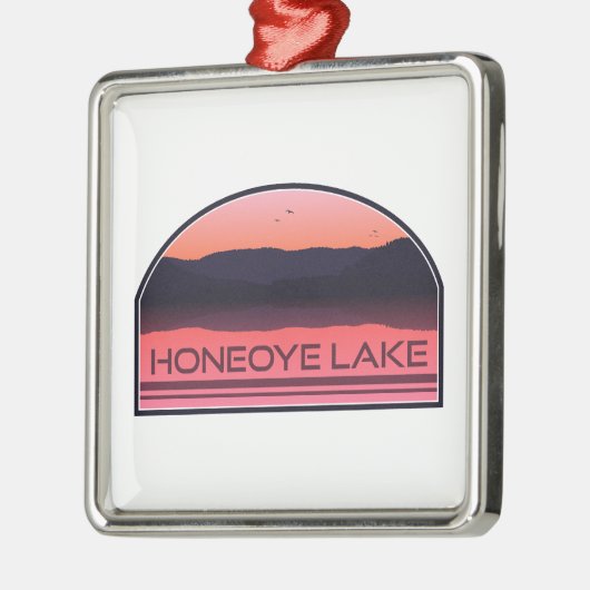 Honeoye Lake New York Red Sunrise Ornament Aus Metall (Links)