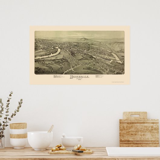 Honesdale, PA Panoramic Map - 1890 Poster (Küche)